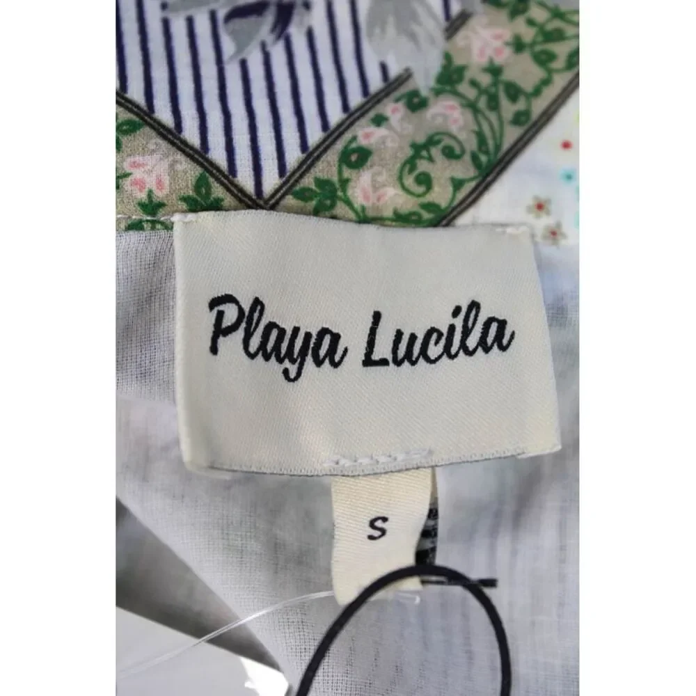 Playa Lucila Womens Button Front Floral Midi A Line Skirt White Multi Size Small